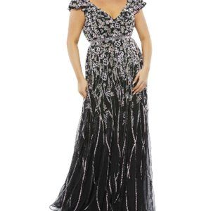 NWT Mac Duggal Dress Black w/Floral GORGEOUS Size 18W #5353
